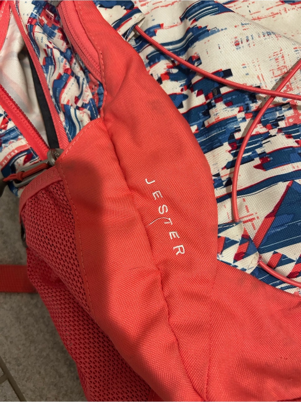 The North Face Jester Backpack in Coral with Geometric Print - Picture 2 of 4
